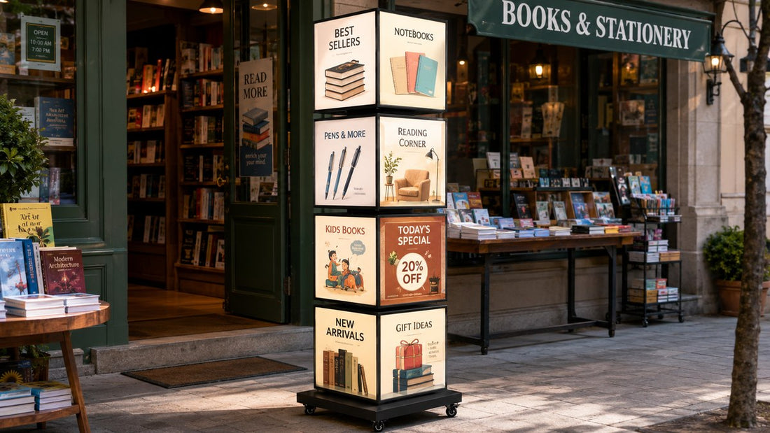 rotating light box untuk area ramai dan toko retail - NEOX