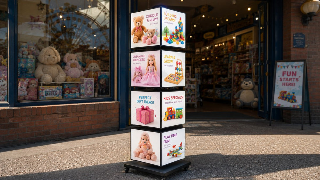 rotating light box untuk area ramai dan toko retail - NEOX