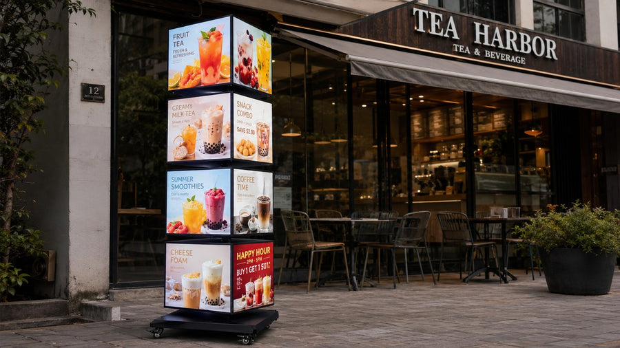 rotating light box untuk area ramai dan toko retail - NEOX