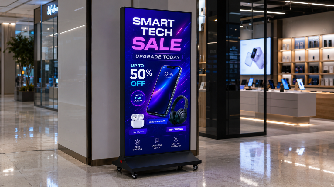 A-frame light box model indoor untuk promosi mall di koridor mall, untuk kebutuhan toko retail Indonesia - NEOX