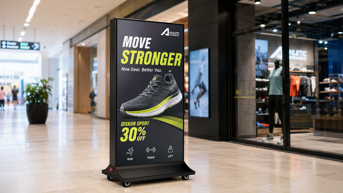 A-frame light box tampilan premium untuk depan toko di koridor mall, untuk kebutuhan restoran Indonesia - NEOX