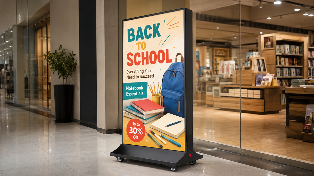 A-frame light box ukuran custom untuk display promo restoran di koridor mall, untuk kebutuhan restoran Indonesia - NEOX