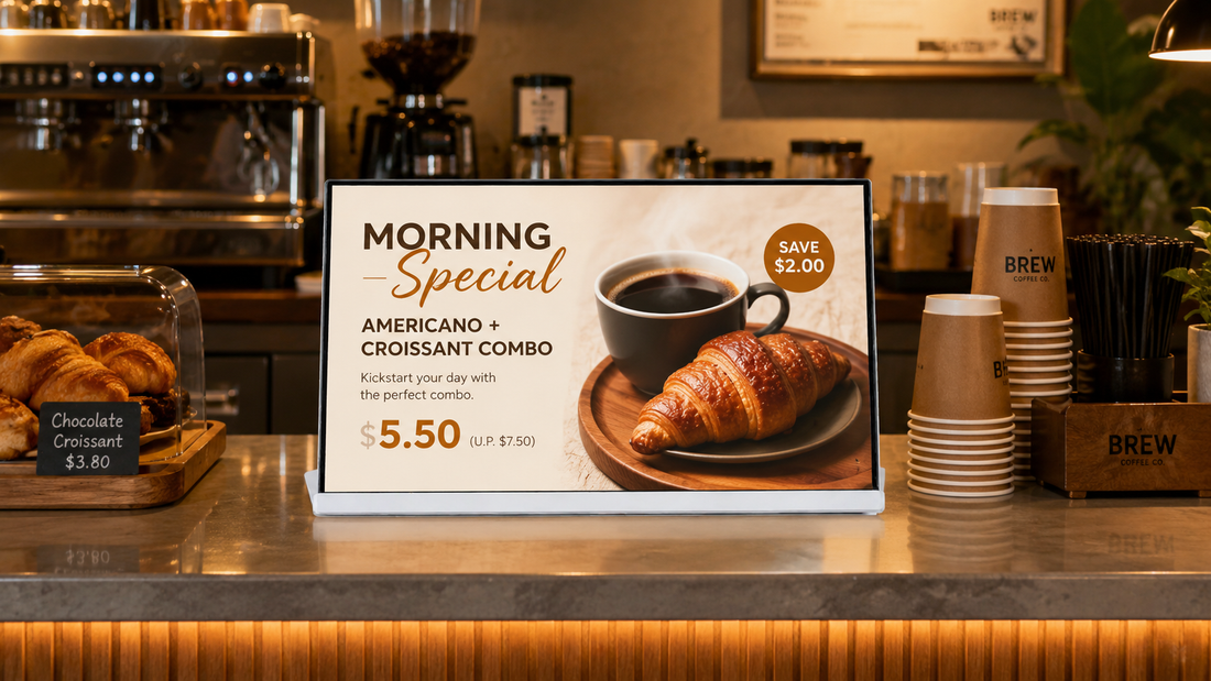 digital papan menu LED cafe desain modern untuk promo harian di promo harian, untuk kebutuhan restoran Indonesia - NEOX
