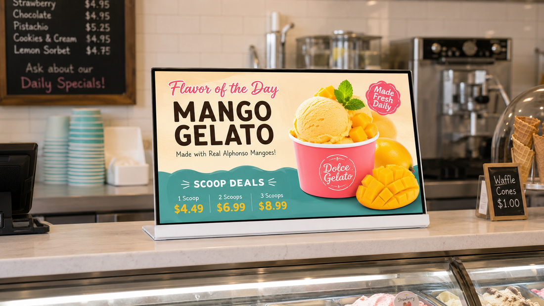 digital papan menu LED cafe model indoor untuk menu minuman di promo harian, untuk kebutuhan cafe Indonesia - NEOX