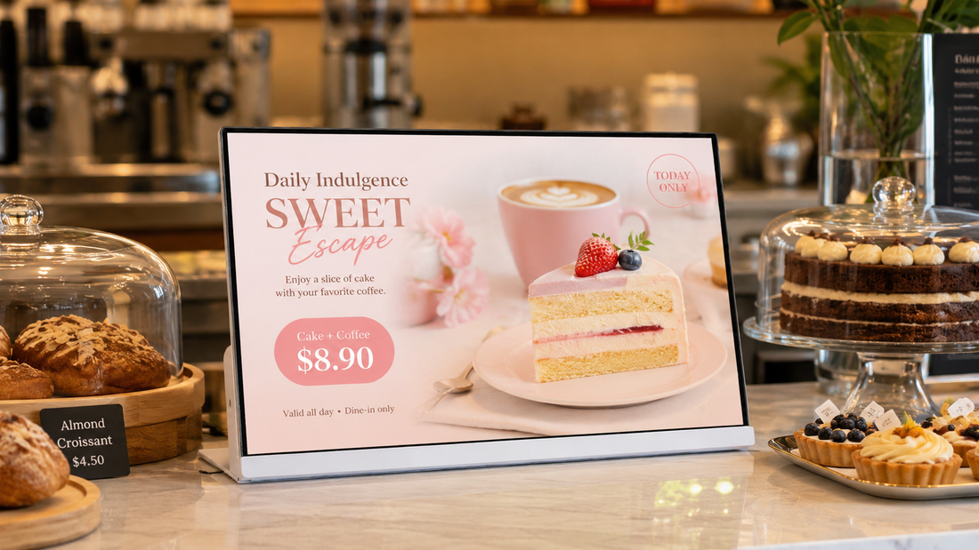 digital papan menu LED cafe ukuran custom untuk cabang toko di promo harian, untuk kebutuhan cafe Indonesia - NEOX
