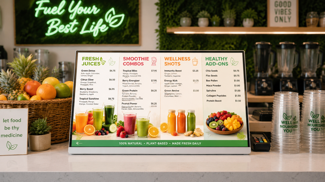 digital papan menu LED cafe versi premium untuk promo harian di cabang toko, untuk kebutuhan bisnis kuliner Indonesia - NEOX