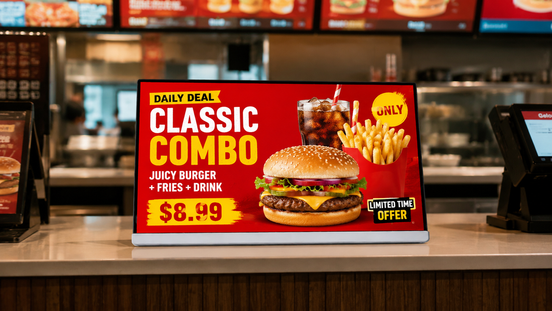 digital signage kasir custom untuk menu restoran di promo harian, untuk kebutuhan cafe Indonesia - NEOX