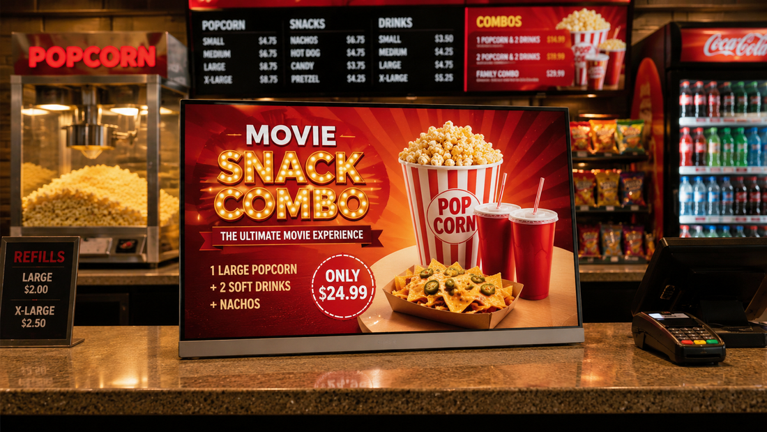 display menu digital 24 inch custom untuk promo harian di cabang toko, untuk kebutuhan bisnis kuliner Indonesia - NEOX