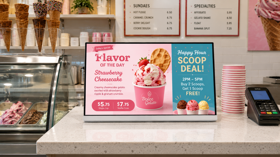display menu digital 24 inch ukuran custom untuk promo harian di promo harian, untuk kebutuhan cafe Indonesia - NEOX