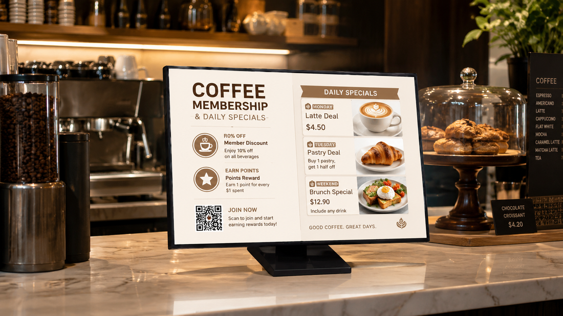 display menu meja desain modern untuk promosi meja kasir di meja kasir, untuk kebutuhan bakery Indonesia - NEOX