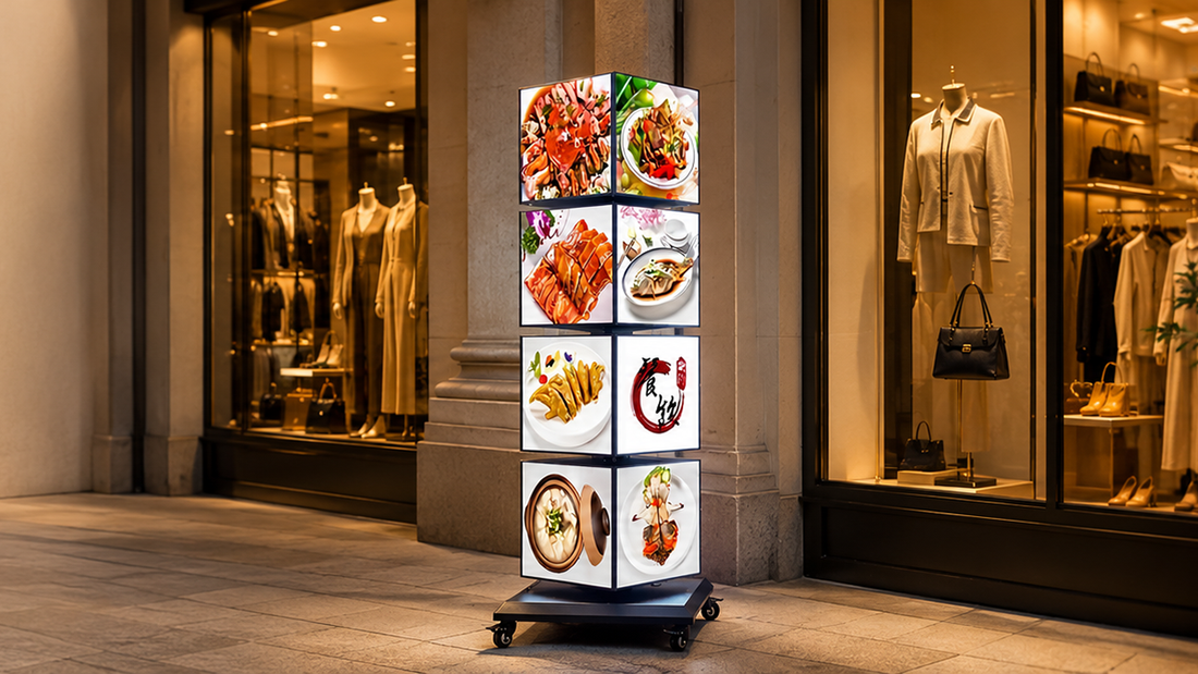 display promosi dua arah versi premium untuk mall di area ramai, untuk kebutuhan toko retail Indonesia - NEOX