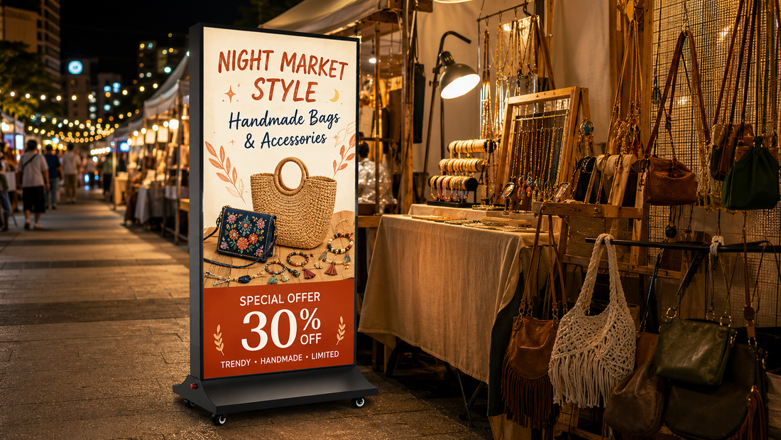 fabric light box dua sisi ukuran custom untuk mall di night market, untuk kebutuhan tenant mall Indonesia - NEOX