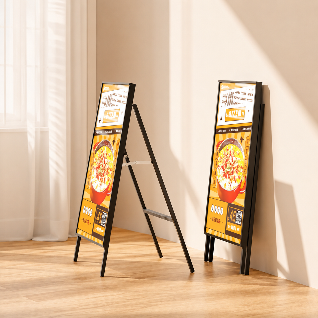 Contoh penggunaan light box standing di pintu masuk