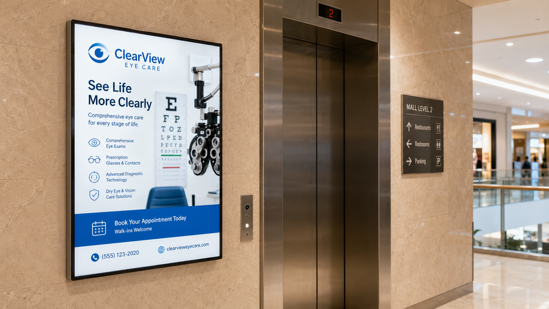 frame poster magnetik tampilan premium untuk informasi elevator di area lift, untuk kebutuhan pusat perbelanjaan Indonesia - NEOX