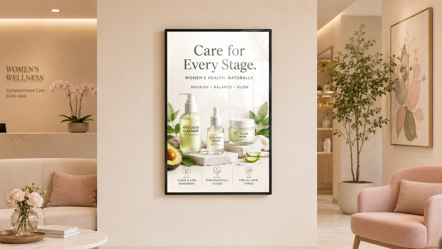 frame poster premium model indoor untuk kantor di ruang tunggu klinik, untuk kebutuhan ruang tunggu Indonesia - NEOX