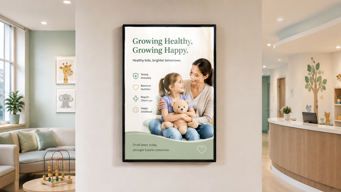frame poster premium ukuran custom untuk ruang tunggu di ruang tunggu klinik, untuk kebutuhan ruang tunggu Indonesia - NEOX