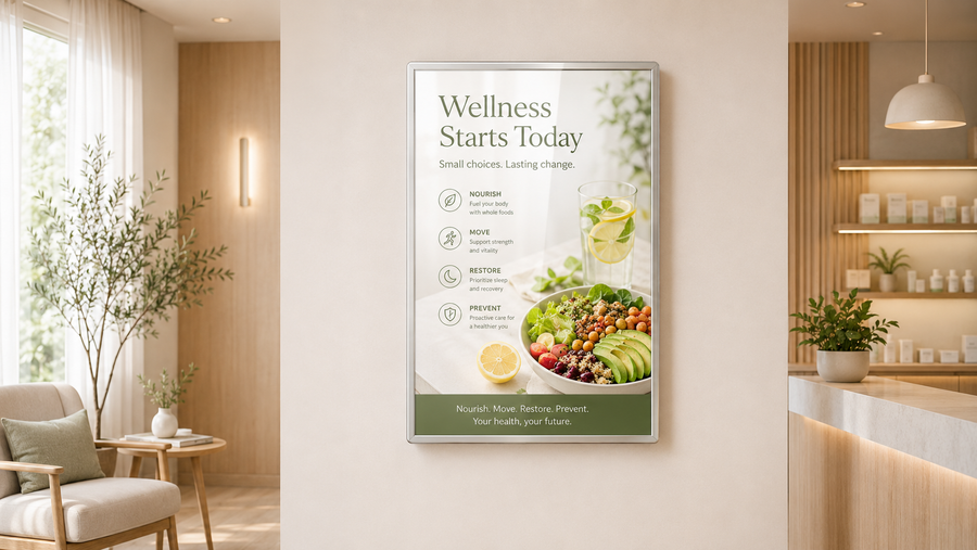 frame poster premium versi premium untuk ruang tunggu di ruang tunggu klinik, untuk kebutuhan klinik kecantikan Indonesia - NEOX