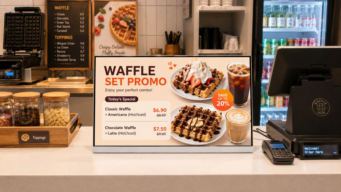 layar menu cafe desain modern untuk promo harian di promo harian, untuk kebutuhan cafe Indonesia - NEOX