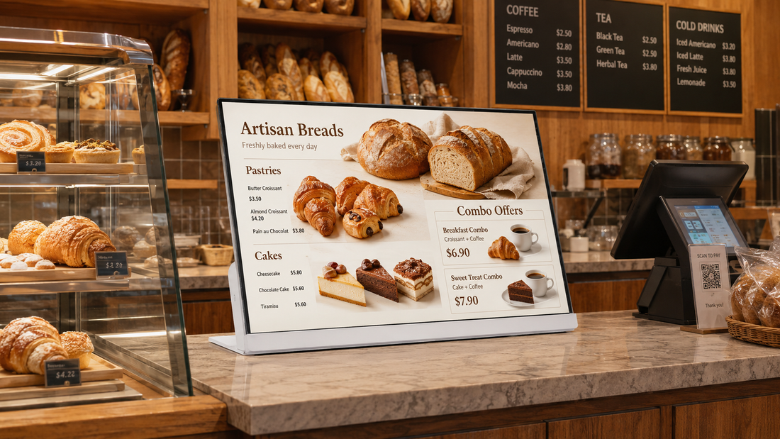 layar menu cafe model indoor untuk cabang toko di counter pesanan, untuk kebutuhan restoran Indonesia - NEOX