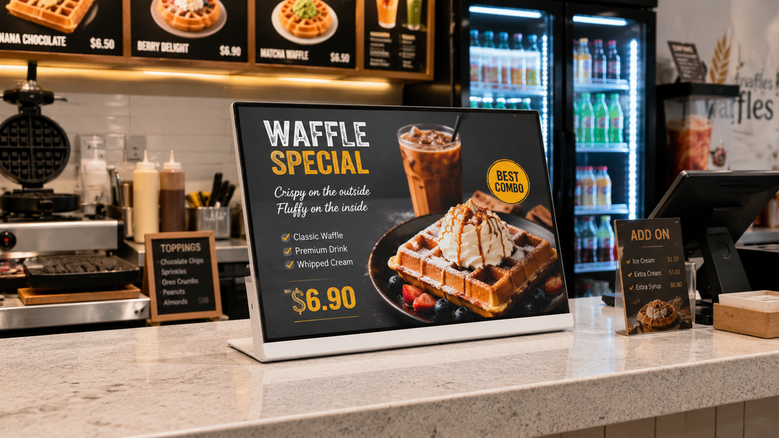 layar menu cafe ukuran custom untuk menu restoran di counter pesanan, untuk kebutuhan restoran Indonesia - NEOX