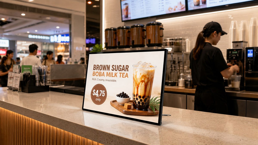 display menu LED meja untuk cafe counter