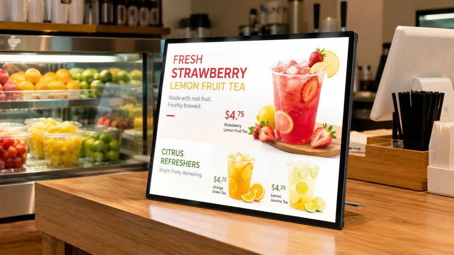 display menu LED meja untuk cafe counter