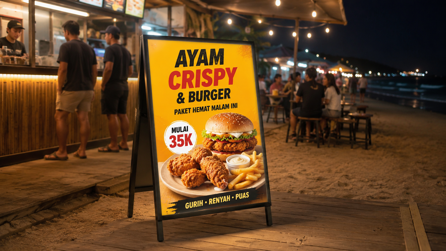 light box portable custom untuk pintu masuk toko di pasar malam, untuk kebutuhan restoran Indonesia - NEOX