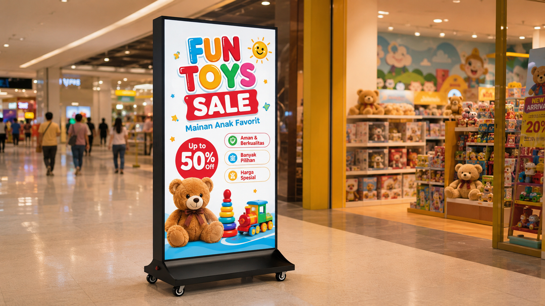light box portable custom untuk promosi mall di koridor mall, untuk kebutuhan toko retail Indonesia - NEOX