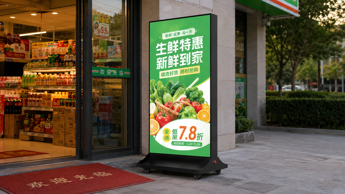 light box portable desain modern untuk depan toko di depan toko, untuk kebutuhan usaha franchise Indonesia - NEOX