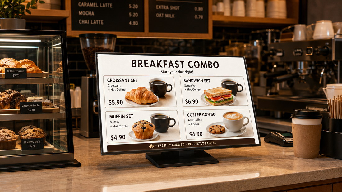 menu display meja custom untuk kasir cafe di meja kasir, untuk kebutuhan bakery Indonesia - NEOX