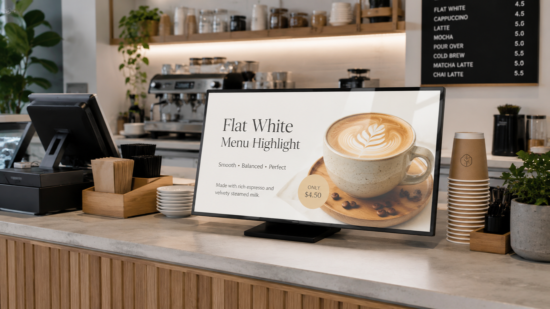 menu display meja custom untuk menu restoran di meja kasir, untuk kebutuhan cafe Indonesia - NEOX
