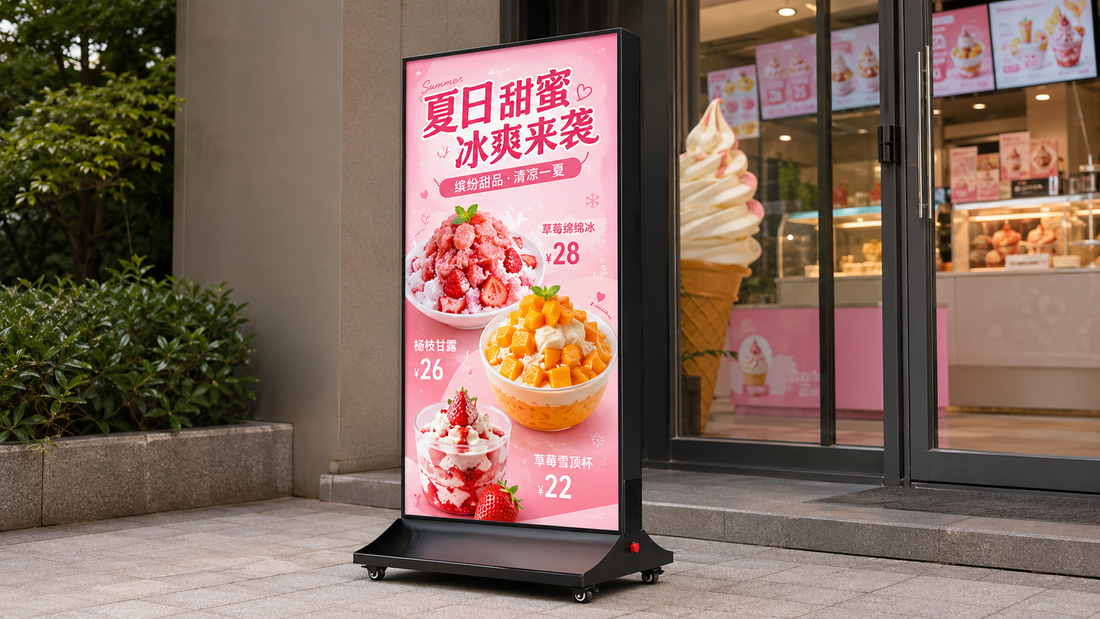 neon box berdiri desain modern untuk pintu masuk toko di depan toko, untuk kebutuhan usaha franchise Indonesia - NEOX