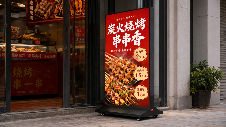neon box berdiri model minimalis untuk display promo restoran di depan toko, untuk kebutuhan booth mall Indonesia - NEOX