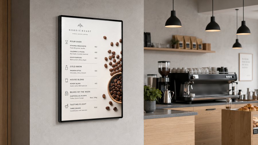 neon box slim magnetik model indoor untuk display retail di menu cafe, untuk kebutuhan toko retail Indonesia - NEOX