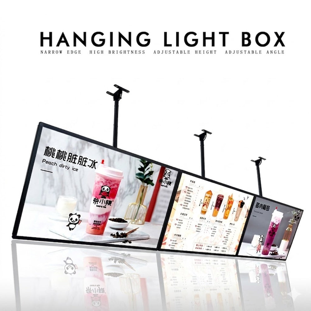 papan menu LED gantung NEOX untuk restoran dan food court