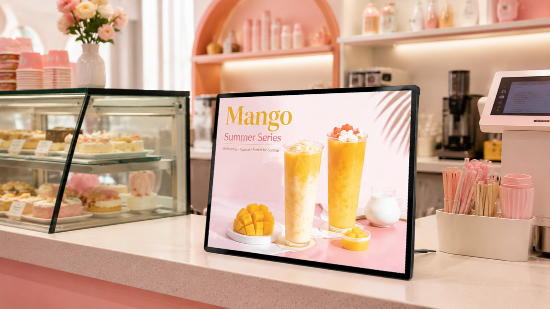 papan menu meja lipat custom untuk promosi meja kasir di counter kasir, untuk kebutuhan cafe Indonesia - NEOX