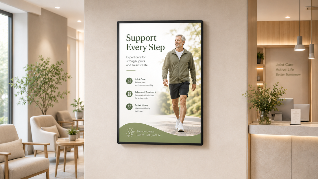 bingkai poster kaca custom untuk ruang tunggu di ruang tunggu klinik, untuk kebutuhan klinik kecantikan Indonesia - NEOX