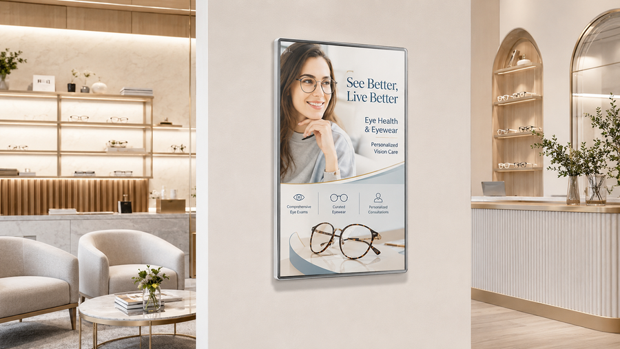 bingkai poster kaca model indoor untuk klinik di ruang tunggu klinik, untuk kebutuhan ruang tunggu Indonesia - NEOX