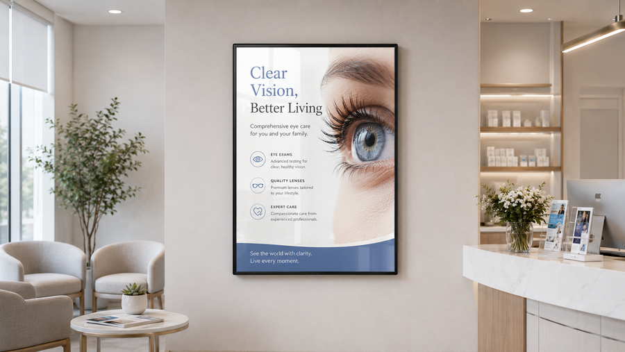 bingkai poster kaca tampilan premium untuk klinik di ruang tunggu klinik, untuk kebutuhan klinik kecantikan Indonesia - NEOX