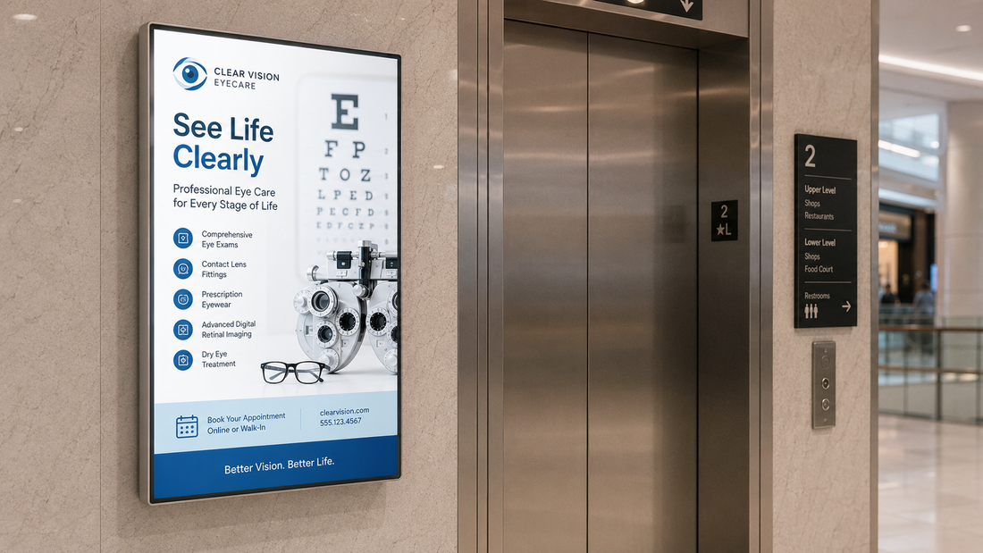 Bingkai Poster lift custom untuk papan pengumuman di area lift, untuk kebutuhan rumah sakit Indonesia - NEOX