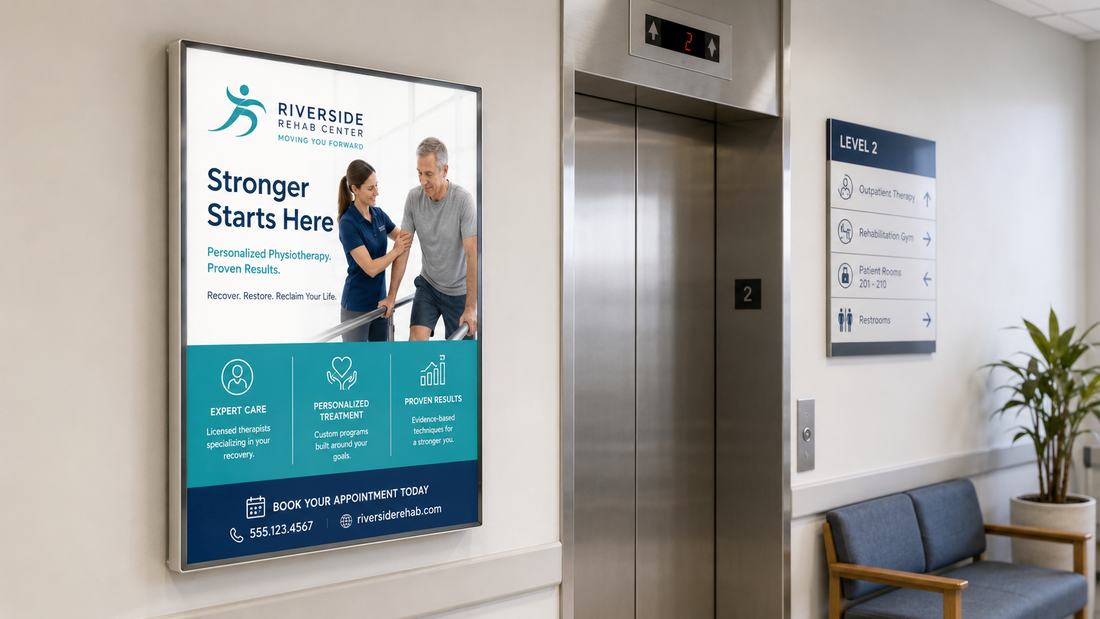 Bingkai Poster lift model indoor untuk informasi elevator di area lift, untuk kebutuhan pusat perbelanjaan Indonesia - NEOX