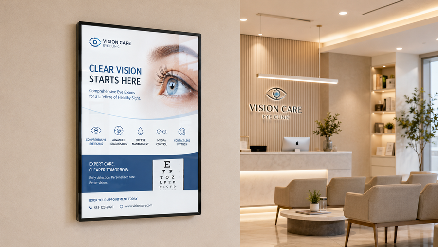 slim light box magnetik desain modern untuk display retail di klinik, untuk kebutuhan cafe Indonesia - NEOX