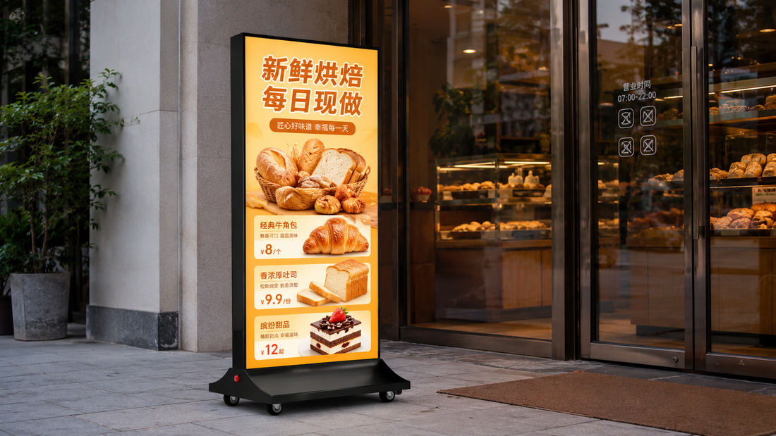 standing light box desain modern untuk display promo restoran di depan toko, untuk kebutuhan booth mall Indonesia - NEOX