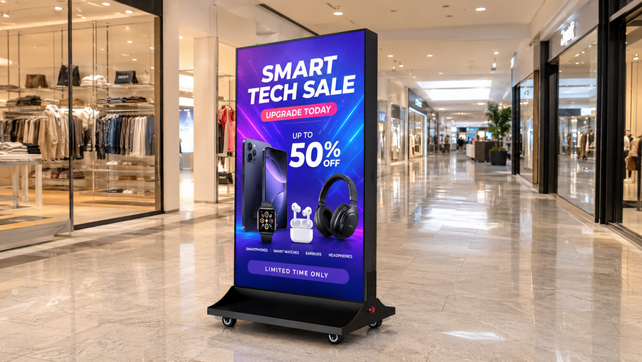 standing light box ukuran custom untuk promosi mall di koridor mall, untuk kebutuhan booth mall Indonesia - NEOX