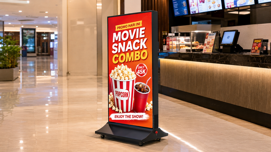 standing light box versi premium untuk promosi mall di koridor mall, untuk kebutuhan restoran Indonesia - NEOX