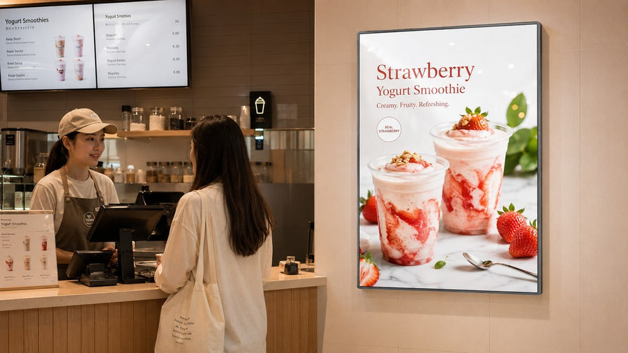 Contoh penggunaan poster light box premium di poster promosi jangka panjang