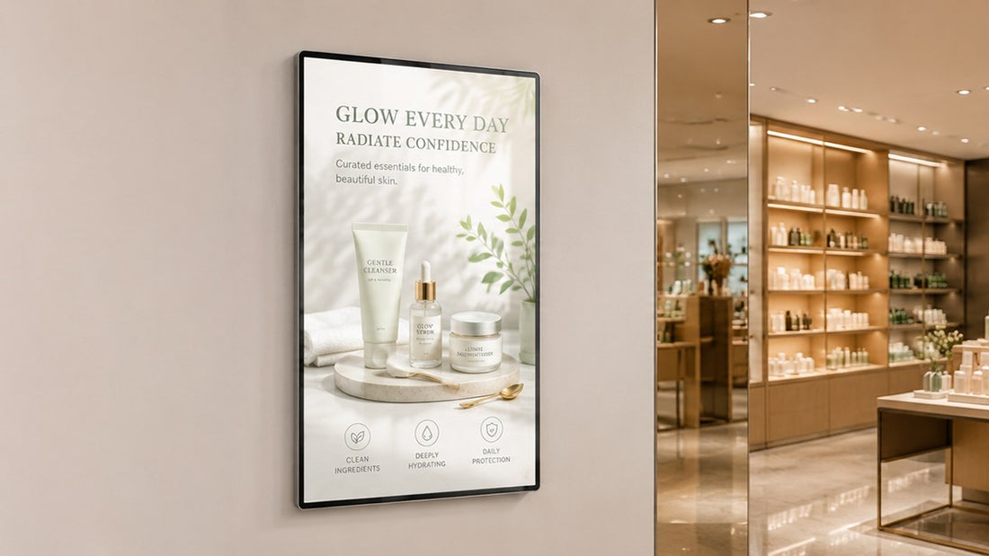 light box kaca tempered untuk retail wall