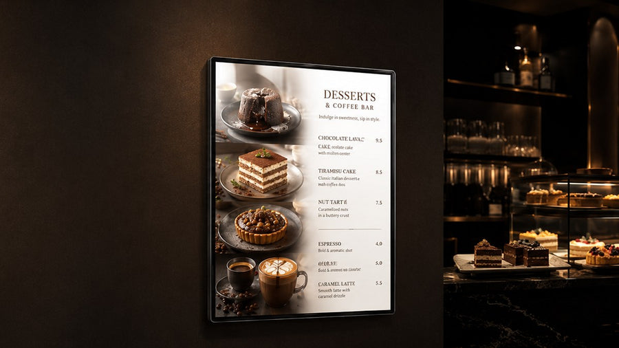light box kaca tempered untuk retail wall