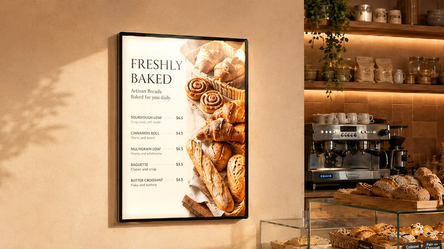 light box kaca tempered untuk retail wall