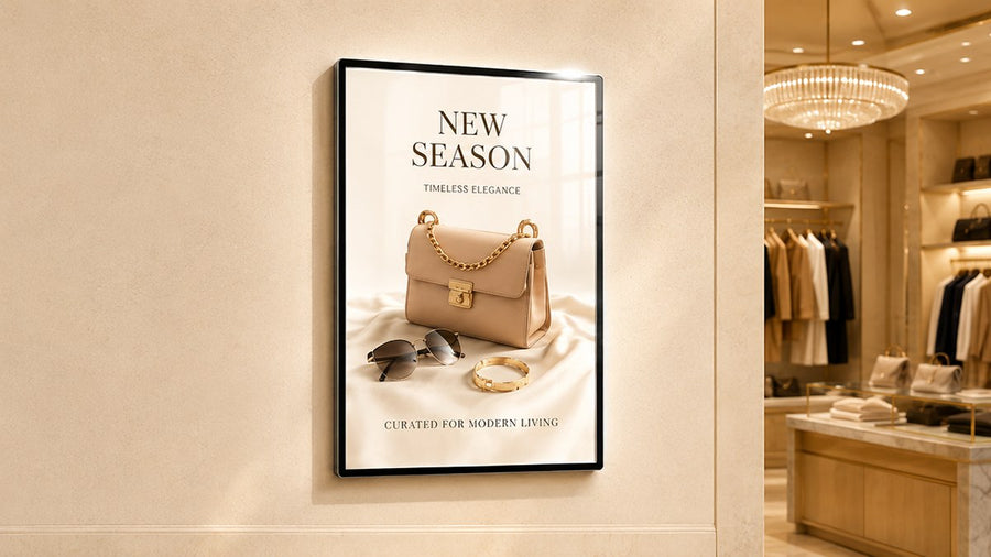 light box kaca tempered untuk retail wall